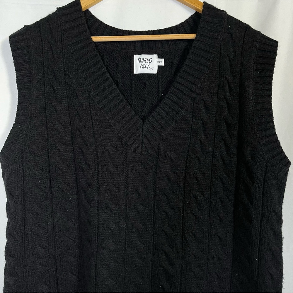 Princess Polly Antonia Sweater Vest Cable knit‎ Oversized Size XS/S - Picture 4 of 9